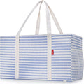 LHZK 2 Pack Extra Large Utility Tote Bag with Metal Wire Frame and the Sides Rinforced, Extra Large Tote Bag with Handle for Pool Beach Laundry Storage (Blue) by LHZK