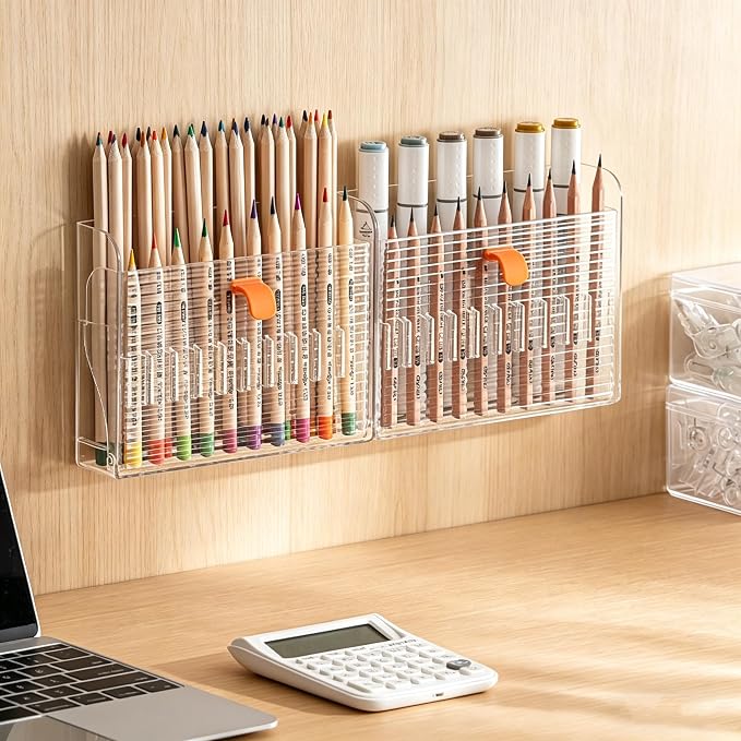 Foldable Adhesive Makeup Brush Holder, 16-Slot Clear Acrylic Organizer with Dual-Row Snap Buckle, Slim No-Drill Design for Medicine Cabinet & Vanity - Image 4