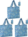 HOLYLUCK Reusable Grocery Bags,Heavy Duty Foldable Shopping Tote Bag (Standard, Blue leaves) by holyluck