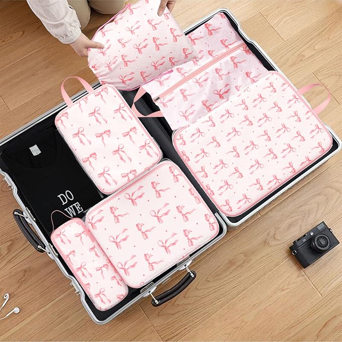 Compression Packing Cubes for Travel, 6 Set Natural Life Luggage Organizers, Lightweight Waterproof Expandable/Compression Bags Bohemia Smell Proof Travel Packing Cubes for Suitcases - Image 6