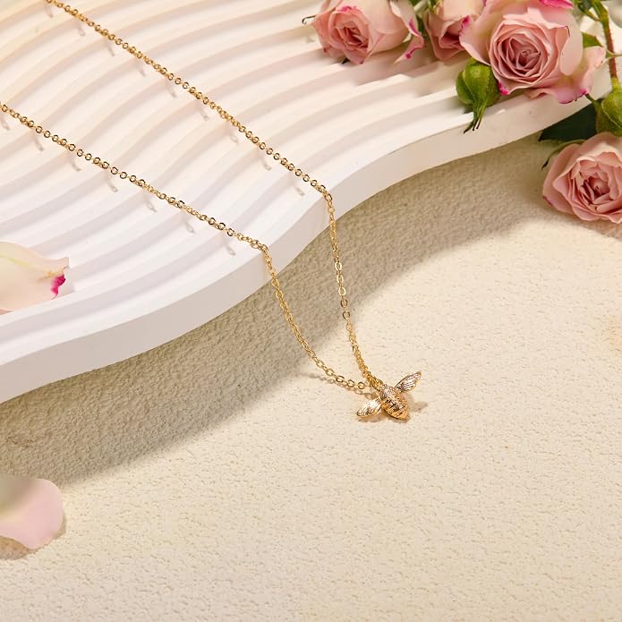 RZKING Golden Necklace for Women, Dainty Butterfly Heart Bow Rose Necklace, Gifts for Best Friend Sister Mom Girlfriend, Graduation Chritmas Birthday Anniversary Thank You Gifts - Image 4