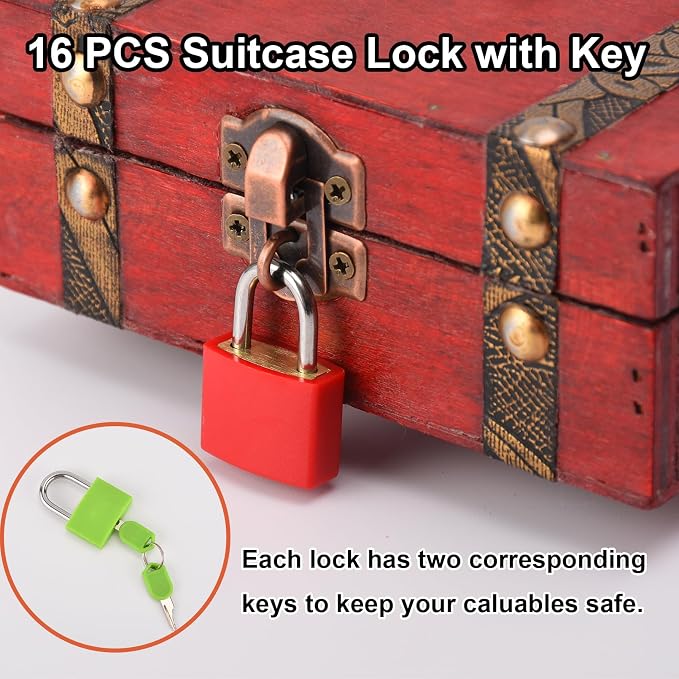 smilixin 16 PCS Suitcase Locks with Keys,Small Locks with Keys,8 Colors | Metal Luggage Padlocks with Key,Lock Luggage Locks Mini Keyed Padlock for Backpack Boxes Laptop Bag School Gym Locker,23 mm - Image 6