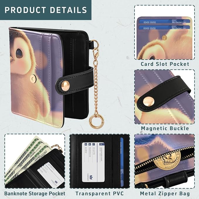 3d Fat Little Penguin Women's Wallets RFID Blocking,Credit Card Holder Bifold Wallet,Slim Card Cases,PU Leather Travel Wallet for men Girls - Image 5
