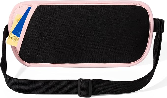 Money Belt - Slim Passport Holder RFID Blocking Travel Wallet Undercover Fanny Packs for Men Women - Pink - Image 6