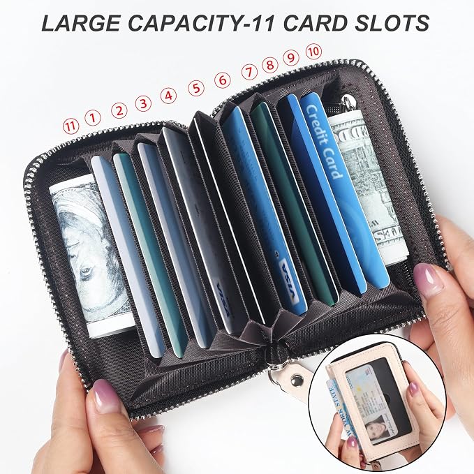 Credit Card Wallet, RFID Card Case Wallet, Zipper Card Cases Holder for Men Women, RFID Blocking, KeyChain Wallet, Compact Size Card Organizer Case for Women - Image 5
