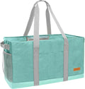 WONDAY X-Large Utility Tote Bag, Standing Reusable Grocery Bag | 22x11x13.5in, 50L capacity, holds 100lbs, collapsible, fabric with leather bottom, for beach travel storage by WONDAY