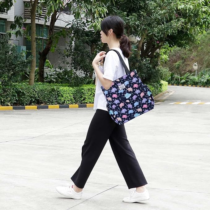 KAMO Floral Tote Bag - Waterproof Lightweight Handbags Travel Shoulder Bag for Hiking Yoga Gym Swimming Travel Beach - Image 2