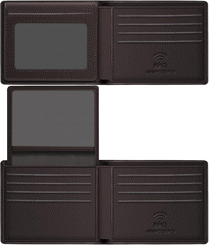 Travelambo Genuine Leather Wallet for Men with Gift Box - Handmade Bifold Stylish - Mens Wallets Rfid Blocking with 2 ID Windows - Image 9