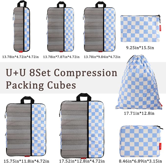 U+U 8 Set Compression Packing Cubes - Ultralight Travel Organizers - Image 3