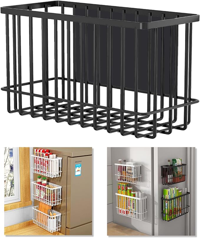 Magnetic Shelf Fridge Basket Bin for Washer Dryer Locker Whiteboard Cabinet | No Drilling No Assembly, Reusable Magnet Organizer Kitchen Laundry Storage Rack Container Holder Home Office Classroom by LIFEFAN