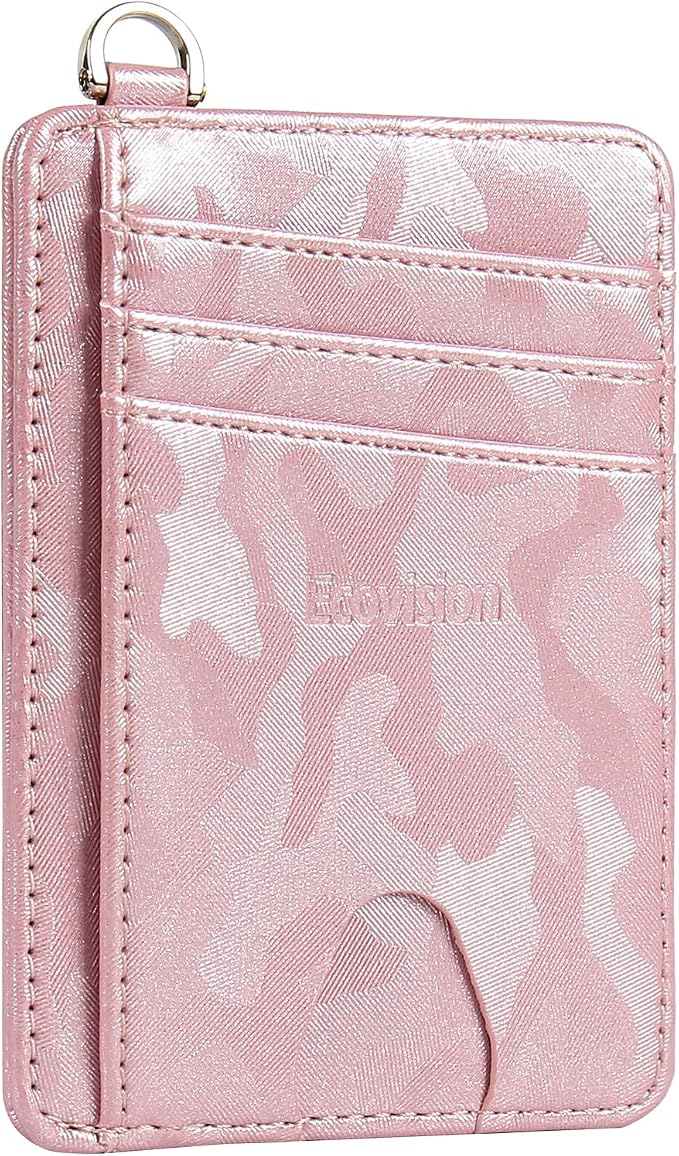 Slim Minimalist Front Pocket Wallet, RFID Blocking Credit Card Holder Wallet with Detachable D-Shackle for Men Women by Ecovision