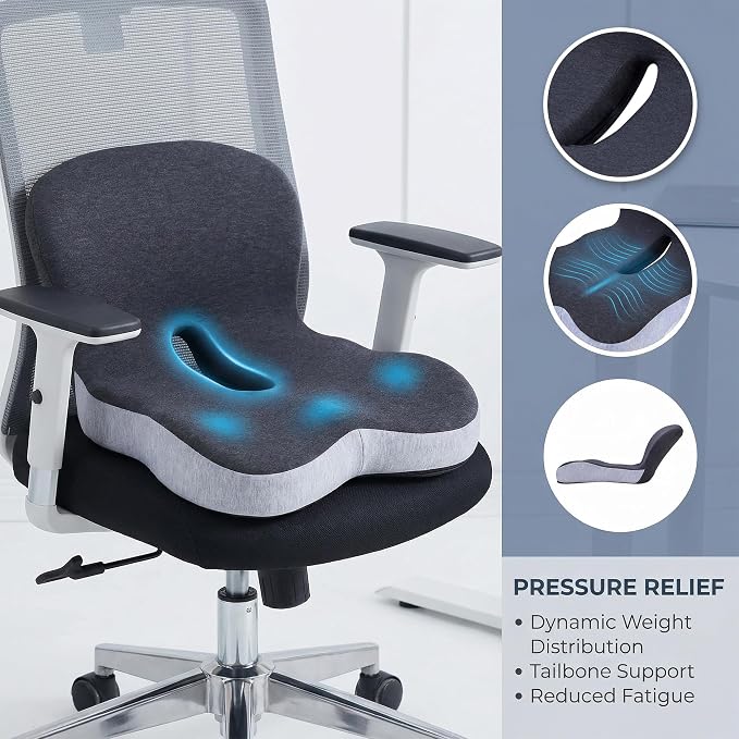 Memory Foam Car Seat Cushion – Ergonomic Driver Seat Cushion for Sciatica & Tailbone Pain, Breathable Non-Slip Car Seat Pad with Lumbar Support for Car, Truck, SUV, Office Chair - Image 7
