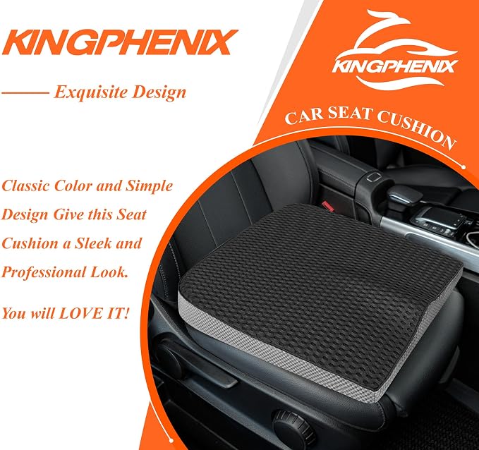 kingphenix Memory Foam Car Seat Cushion for Driving Comfort and Office Use | Coccyx and Lower Back Pressure Relief, Seat Cushion for Car, Truck, SUV, Long Drives and Office Chair, 4D Mesh Classic Black - Image 9