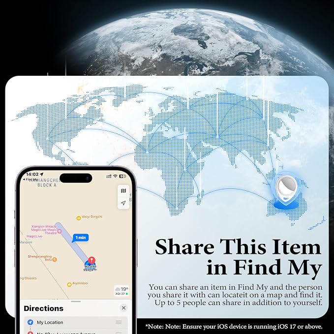 Air Tracker Tags-4 Pack Work with Apple Find My (iOS Only) 100dB Sound | 5.3 Smart Bluetooth Tracker, Smart Tag with Keychain/Lanyard, Item Finder for Luggage/Key/Suitcase, Replaceable - Image 7