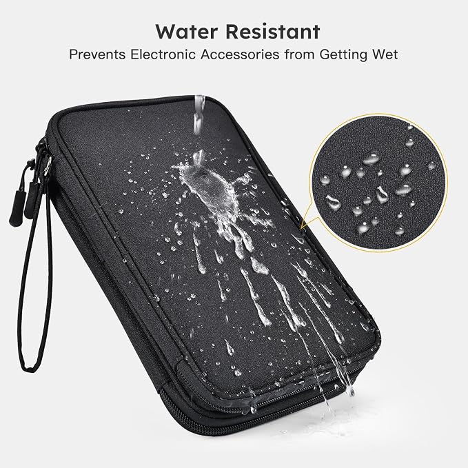 CAAORDKSO Electronics Travel Organizer, Electronic Accessories Carry Case Waterproof Double Layers Storage Bag Travel Essentials for Cord, Cable, Charger, USB, Power Bank, Earphone (Black, X-Large) - Image 5