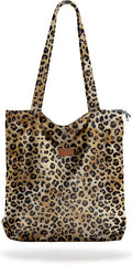 Aesthetic Corduroy Tote Bag with Zipper for Women | Reusable, Fits 14 Inch Laptop, Inner Pocket, double-sided print, Lightweight by VelvetHue