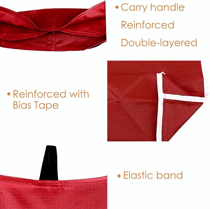 BeeGreen Christmas Red Reusable Grocery Bags Shopping Bags Bulk 10 Packs 50LBS X-Large Foldable-Machine Washable-Heavy Duty - Image 3