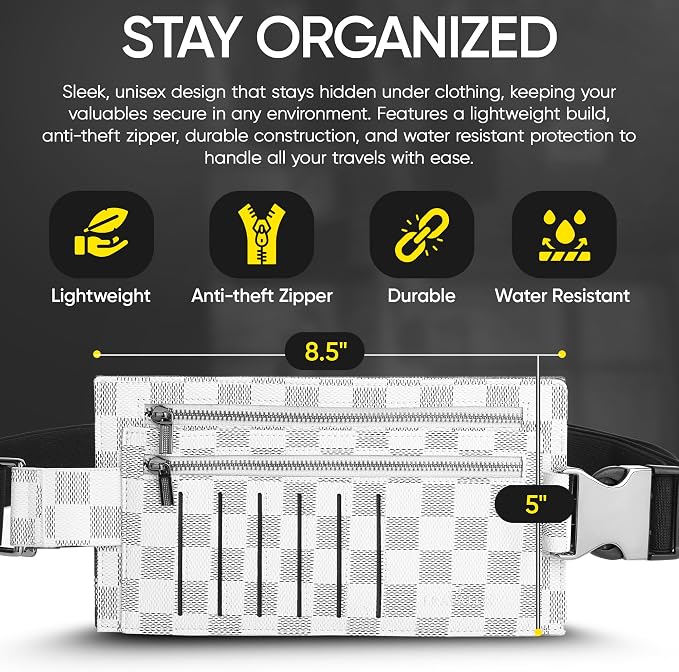 Luxury Travel Wallet – Hidden Money Belt, RFID-Blocking, Anti-Theft Passport Holder for Men & Women (White) - Image 5