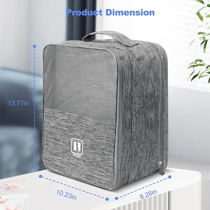 Shoe Bags for Travel,Holds 3 Pairs of Shoes,for Travel&Daily Use | Large Capacity Travel Shoe Bag,Golf Shoe Bag,Portable Dance Shoe Storage Pouch,Sneaker Storage Bag(Grey) - Image 2