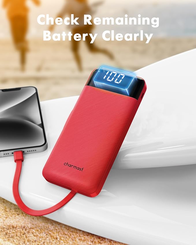 charmast Portable Charger with Built-in Cables X 4, Portable Phone Charger | 10000mAh USB C Battery Pack for All Phones Tablets,Cables Reinforced,Charge 6 Devices at Once,for Women Teens Students - Image 7