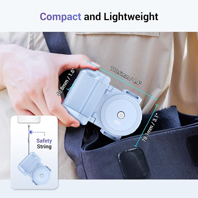 Phone Camera Grip Smartphone Photography Shooting Clip with Tripod Mount & Detachable Wireless Shutter Remote Control, Phone Selfie Grip Handle Stand for iPhone Samsung Android Phone Vlog Video Blue - Image 8