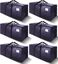 6 Pack Heavy Duty Extra Large Moving Bags W/Backpack Straps - Strong Handles & Zippers, Storage Totes For Space Saving, Fold Flat, Alternative to Box and Bin (40 gal, Blue) by VELVETSURE
