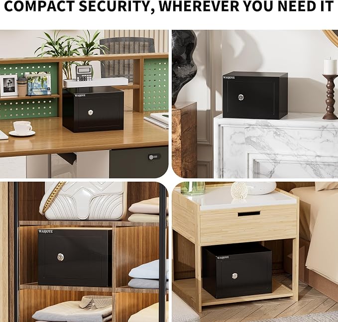 Small Safe with Key for Money, 0.25 Cu Ft Key Lock Box (Black) | Small Safe Box Coffre Fort for Money Cash Jewelry Medicine Passport, Steel High Security Safety Box - Image 6