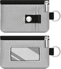 Minimalist RFID Blocking Small Wallet with ID Window,WaterResistant Zip Id Case Wallet with Lanyard Keychain for Cards,Cash,Travel,Women,Men (Light gray) by CCUMI