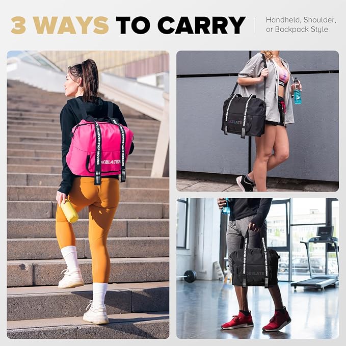 Sport Gym Bag for Women, Carry on Tote Personal Item Bag with Shoes Compartment, Travel Duffle Bag for Girl, Lightweight Overnight Luggage Bag for Travel, Airplanes, Sports - Black - Image 4