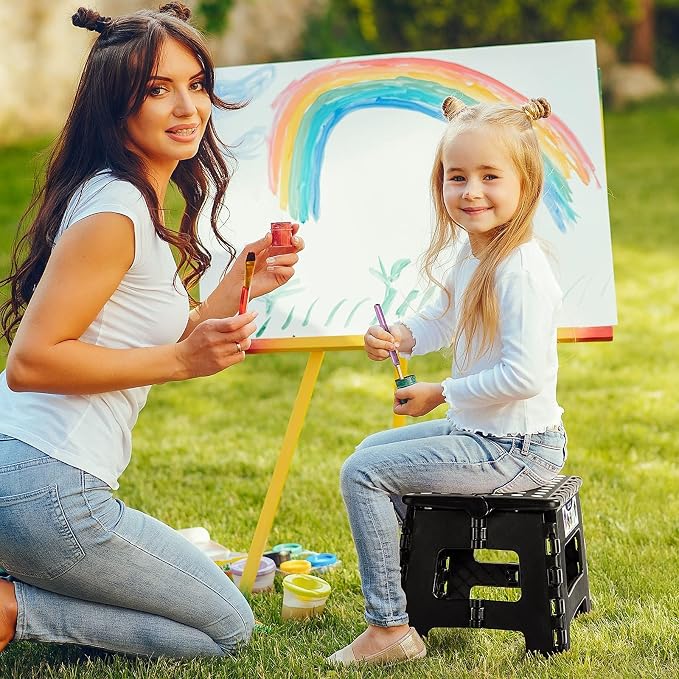 Delxo 9 Inch Kids Step Stool,300 Lbs Folding Step Stool for Toddler Black | Foldable Step Stool,Non-Slip Foot Stools with Handle, Lightweight Collapsible Stool for Kitchen,Bathroom,Bedroom,Garden - Image 5