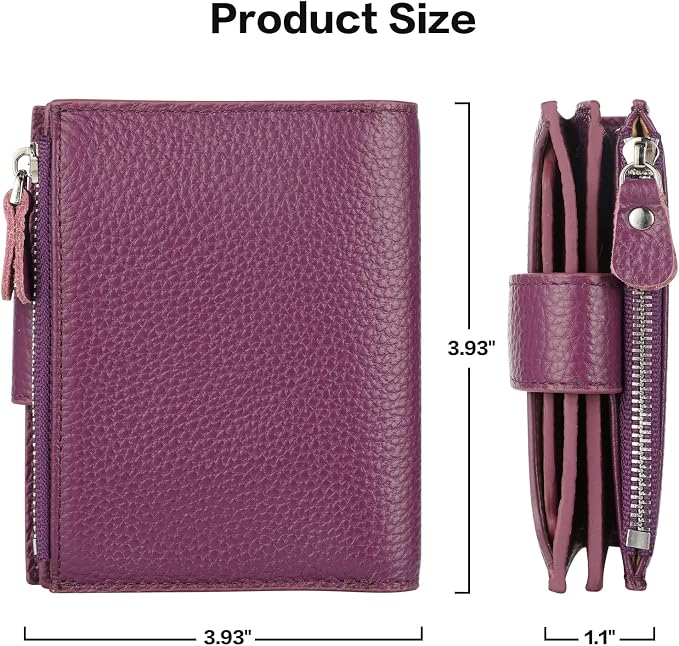 Small Compact Women Wallet RFID Blocking Genuine Leather Bifold Purse with ID Windows - Image 5