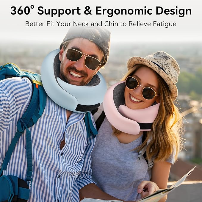 WANDER+ Plus® Travel Neck Pillow, Max Black | Pure Memory Foam, Comfortable Breathable Cover, 360 Degree Support Ergonomic Design - Image 6