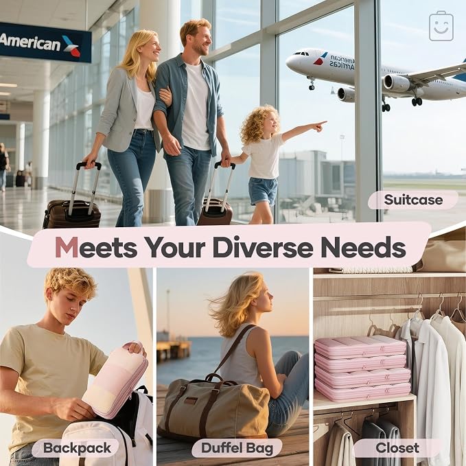 Veken 11 Set Compression Packing Cubes Garment Bags for Travel Essentials,Compressible Expandable Luggage Organizer Bags for Clothing,Space Saver Bags with Over 1000 pcs of Mesh Holes(Pink) - Image 8