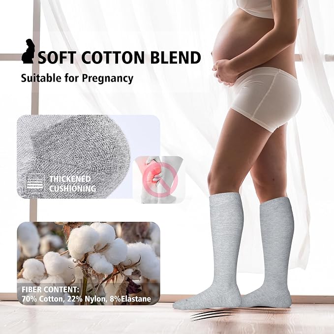 LEVSOX Cotton Compression Socks for Women&Men 20-30mmHg Knee High Cute Support Sock for Nurses Pregnancy Travel - Image 4