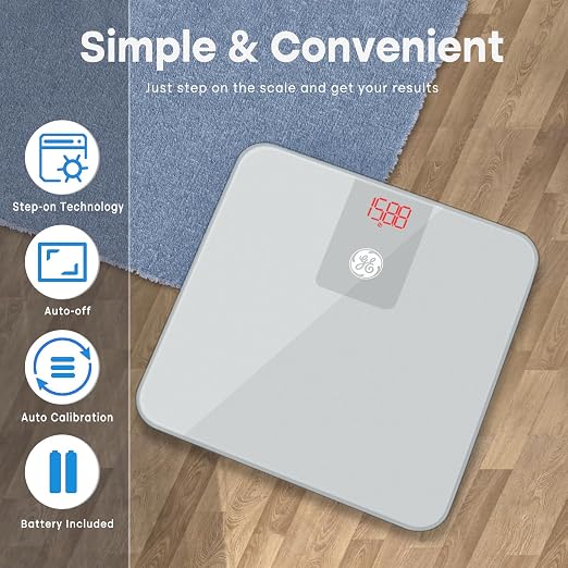 GE Bathroom Scale for Body Weight, Digital Smart Accurate 400 lb Weighing | Basic Bath Weight Watcher Scales, Bluetooth Electronic Home Weighing Machine for Weight and BMI Tracking, 11", Silver Grey - Image 3