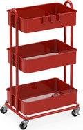 Simple Houseware 3-Tier Heavy Duty Metal Utility Rolling Cart, Red by SimpleHouseware