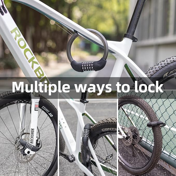 ROCKBROS Bike Lock Cable 5 Digit Lightweight Anti-Theft | PVC Coating Waterproof Anti-Rust, 0.5lb Ultra-Lightweight, for Gate/Fence/Ladder/Luggage - Image 5