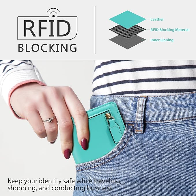 Gostwo Small Wallet for Women, Slim Bifold Credit Card Holder, Compact RFID Blocking Cash Wallet, Billfolds Thin Leather Zipper Pocket, Mini Wallet Gift for Ladies Teen Girls Travel with ID Window - Image 2
