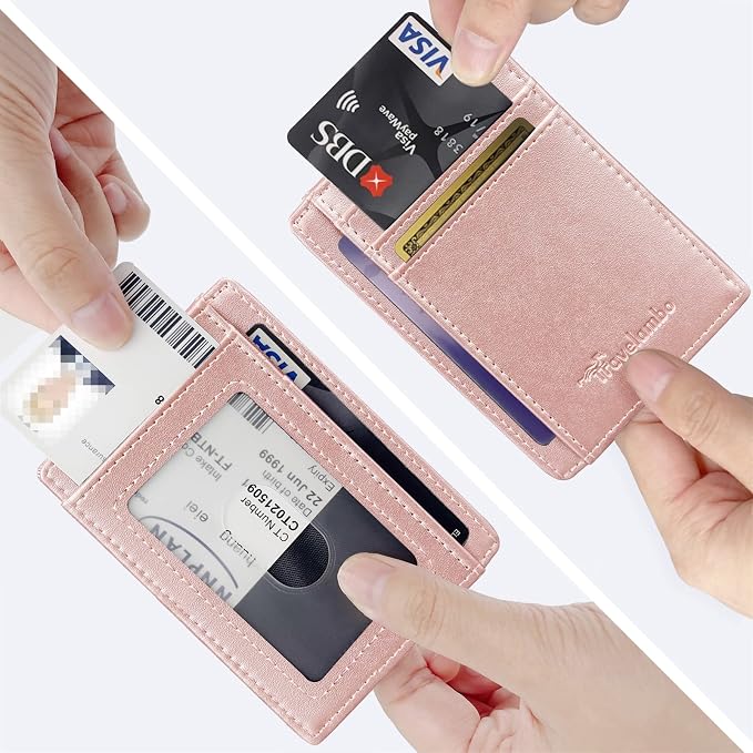 Travelambo Front Pocket Minimalist Leather Slim Wallet RFID Blocking Medium Size - Image 3