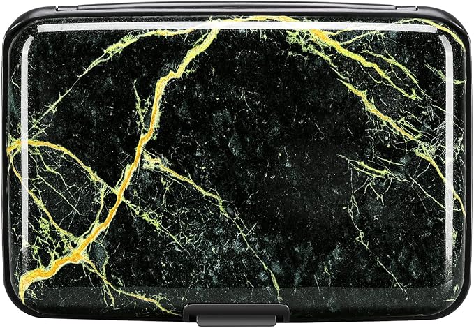 Mini RFID Aluminum Wallet Credit Cards Holder Business Card Case Metal ID Case for Men Women (Black Marble) | Mini RFID Aluminum Wallet Credit Cards Holder Business Card Case Metal ID Case for Men Women - Image 4