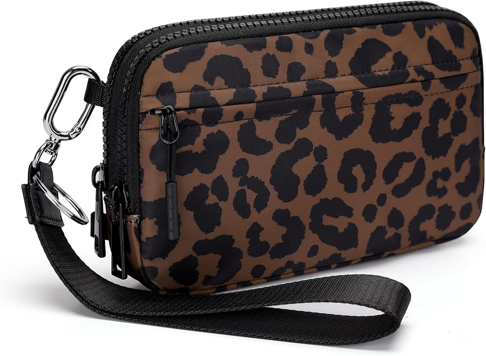 FODOKO Wristlet wallets for Women RFID crossbody bags with 4 Zippers | Checkered quilted nylon with credit card slots, cell phone organizer, and coin purse for travel and everyday carry by FODOKO
