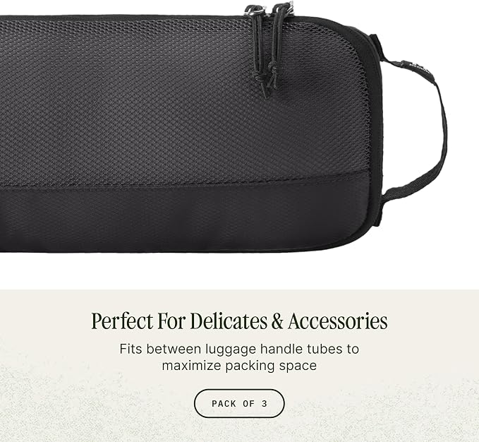 Eagle Creek Pack-It Reveal Slim Cube M/M/M Set - Minimalist Compact Travel Organizer for Hair Styling Tools, Belts & Small Items - Travel Accessories - Black - Image 3
