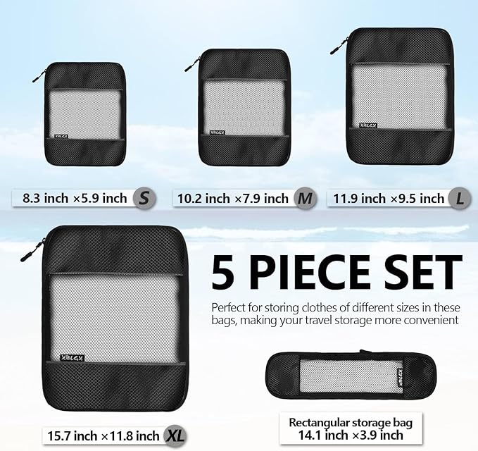 Compression Packing Cubes for Suitcases,5 Set Travel Essentials, Lightweight Luggage Organizer Bags, Travel Cubes for Carry on - Image 4