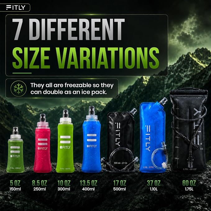 FITLY Soft Flask - Shrink As You Drink Soft Water Bottle for Hydration Pack - Folding Water Bottle Ideal for Running, Hiking, Cycling, Climbing & Rigorous Activity - Image 7