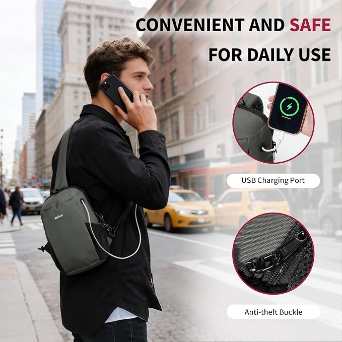 ECOHUB Anti-Theft Crossbody Bag Men Women RFID Blocking Lightweight Sling Backpack Water Resistant for Travel Hiking Outdoor - Image 5