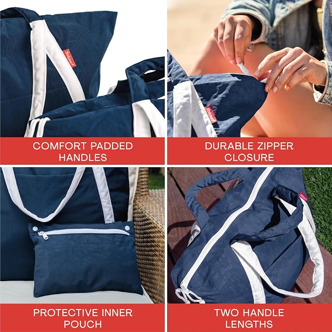 Bodysurf Beach Bag Waterproof Sandproof, Foldable Packable Travel Zip Tote | Pool, boat and swim bag for men and women, XL and medium, 6 colors, zip-top, front pocket, inner wet pouch, recycled nylon - Image 7
