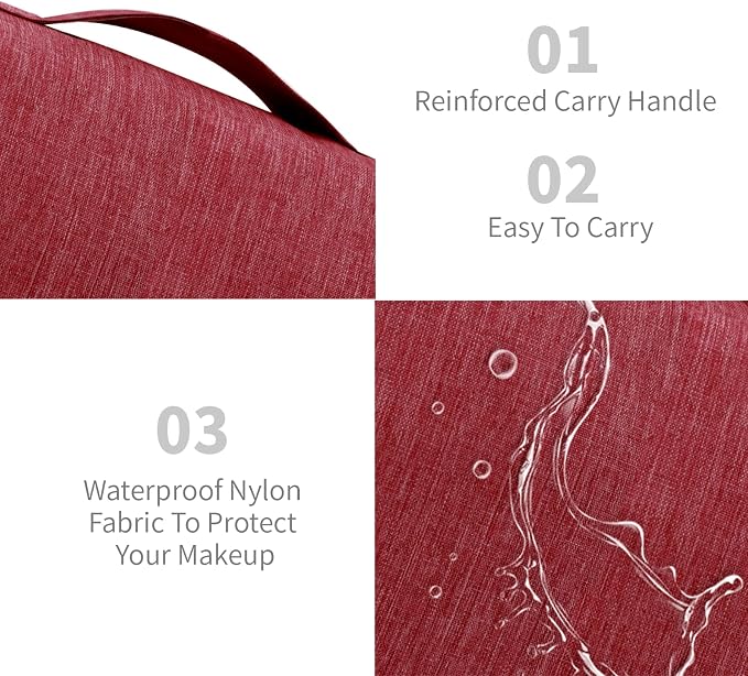 Lcsmaokin Large Capacity Toiletry Bag Travel Bag with Hanging Hook for Men and Women Waterproof Travel Cosmetic Bag Bathroom Storage Bag for Brushes Set, Full-Sized Shampoo, Toiletries, Wine Red - Image 3