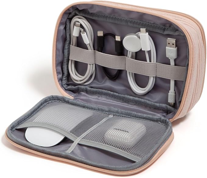 U Brands Electronics Organizer Travel Case, Cord Storage, 8" x 5.25", Pink by UBrands