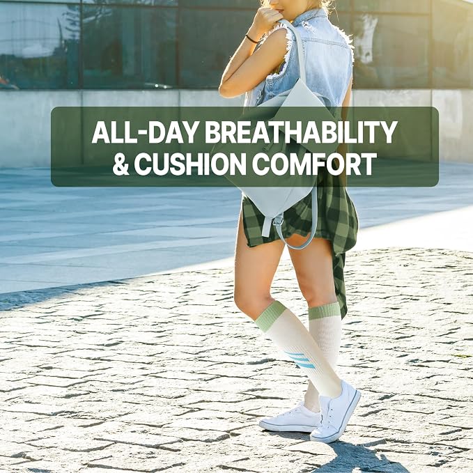 TINYLEMON Wide Calf Compression Socks for Women & Men 15-20 mmHg Cushioned Sole Knee High Support Socks for Long Hours & Daily Wear - Image 5
