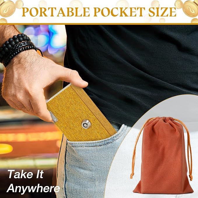 Acrylic Cash Box for Gambler Pocket Size, Shimmering Gold Winners Bank with 2 Keys Storage Bag, Compact Portable Secure Money Organizer Safe Lock Box for Casino,Control Gambler,1 Pack - Image 4